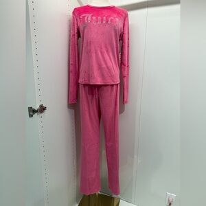 Juicy Couture Pink Velour Lounge Wear Pajama Set